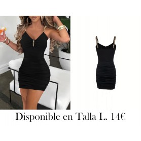 Elegante vestido ajustado sin mangas con cuello VESTIDO NEGRO