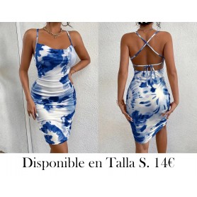 Vestido camisola sin espalda con estampado VESTIDO AZUL VESTIDO DEGRADADO
