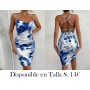 Vestido camisola sin espalda con estampado VESTIDO AZUL VESTIDO DEGRADADO