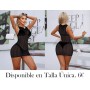 Vestido Mini de Hombro Descubierto/Cuello VESTIDO MALLA NEGRA