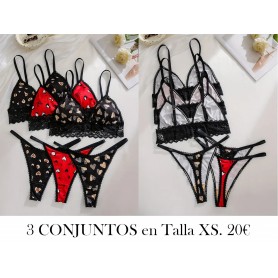 3 conjuntos de sujetadores 3 CONJUNTOS LENCERIA