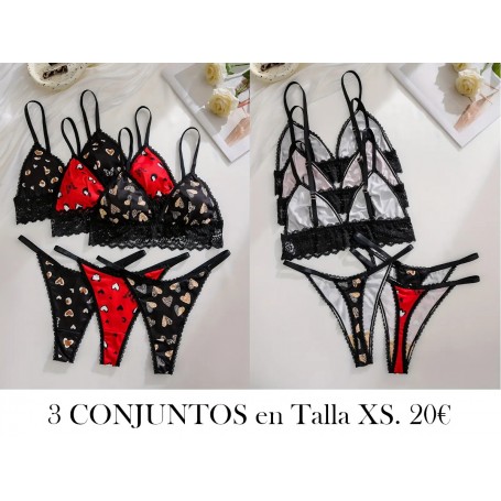 3 conjuntos de sujetadores 3 CONJUNTOS LENCERIA