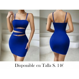 Vestido de cuerpo de poliéster de mujer con espagueti VESTIDO AZUL