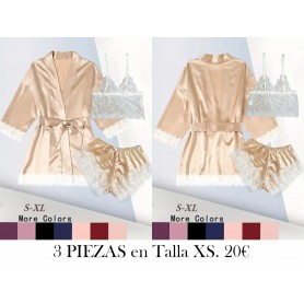 Conjunto de pijama de satén para mujer BATA CHAMPAN