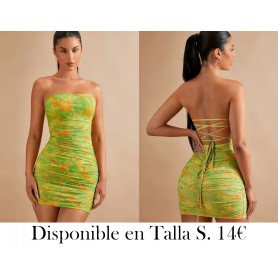 Vestido de mujer sin espalda con cuello halter VESTIDO VERDE