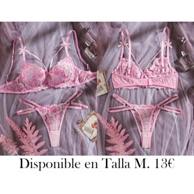 Llegada reciente! Conjunto de sujetadores florales LENCERIA ROSA
