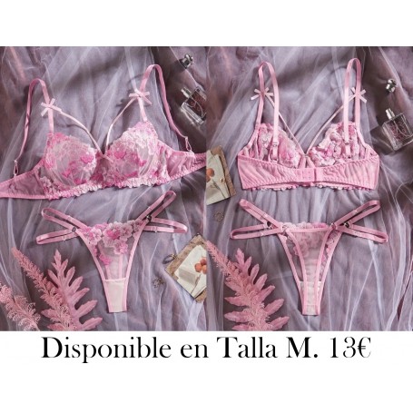 Llegada reciente! Conjunto de sujetadores florales LENCERIA ROSA