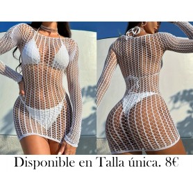 Vestido de playa sexy de malla VESTIDO MALLA BLANCA