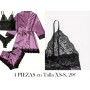Conjunto De Descanso Elegante De Satén CONJUNTO BATA MORADA