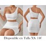 Vestido ajustado sexy de un solo hombro BLACO SIN MANGAS UN SOLO HOMBRO
