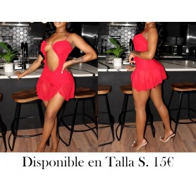 Vestido corto ajustado sexy para mujer en rojo
