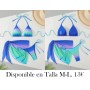 Conjunto de traje de baño sexy para mujer, 3 piezas  BIKINI DEGRADADO AZUL MULTICOLOR