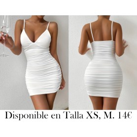 Vestido Sexy de Tirantes con Escote en V VESTIDO BLANCO