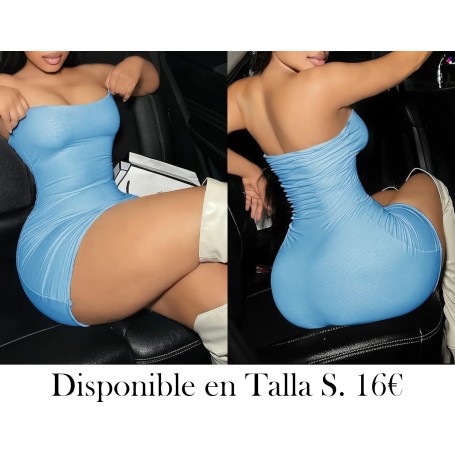 Vestido Ajustado de Hombros VESTIDO AZUL