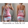 Vestido sin mangas para mujer, diseño tie-dye y cuello halter, con detalles fruncidos ROSA DEGRADADO