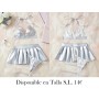 Conjunto de lencería para mujer PLATEADO Falda plisada de PU