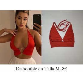 Top corto sin espalda con anilla en O TOP ROJO