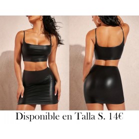 Conjunto De Falda De Dos Piezas De Cuero Sintético CONJUNTO NEGRO