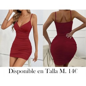 Elegante vestido sin mangas de cuello VESTIDO ROJO