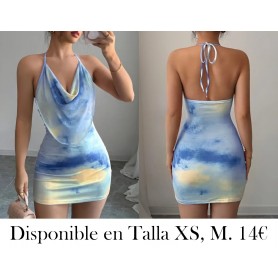 Vestido mini elegante con cuello halter VESTIDO DEGRADADO FRENTE HOLGADO