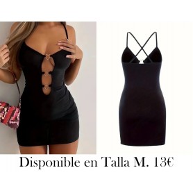 Vestido ajustado con corte de anillo VESTIDO NEGRO