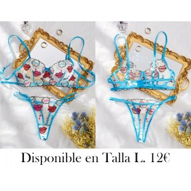Conjunto de Ropa Interior Fino CONJUNTO LENCERIA AZUL