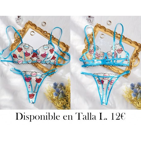 Conjunto de Ropa Interior Fino CONJUNTO LENCERIA AZUL