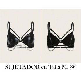 Bralette de vinilo negro con cadenas SUJETADOR NEGRO CADENAS