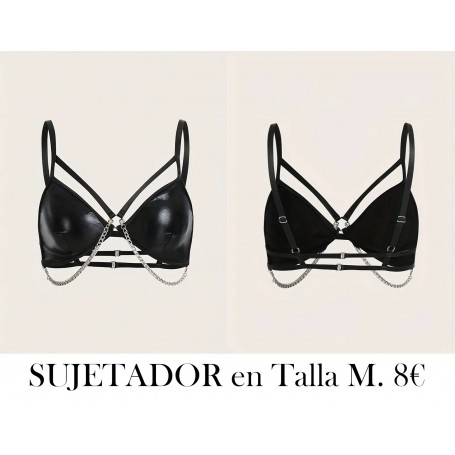 Bralette de vinilo negro con cadenas SUJETADOR NEGRO CADENAS