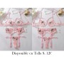 Conjunto de Tres Piezas de Ropa Interior de Malla LENCERIA ROSA