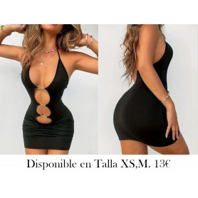 Vestido Bodycon Con Recortes Enlazados VESTIDO NEGRO