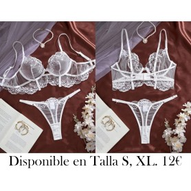 Conjunto de Lencería Sexy de Encaje del Bosque CONJUNTO LENCERIA BLANCA