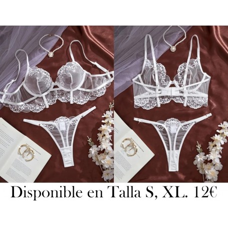 Conjunto de Lencería Sexy de Encaje del Bosque CONJUNTO LENCERIA BLANCA