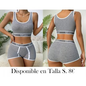 Conjunto de sujetadores de bordado inglés CONJUNTO LENCERIA GRIS