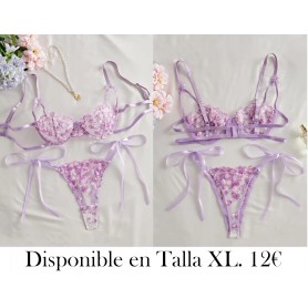 Ropa interior de mujer de malla de bordado LENCERIA LAVANDA LENCERIA LILA MORADA