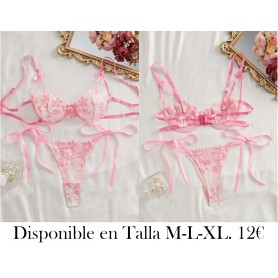 Conjunto de Sujetador y Braga de Encaje Floral LENCERIA ROSA