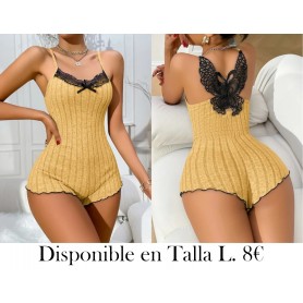 Pijamas de una pieza para mujer de otoño e invierno PIJAMA AMARILLA