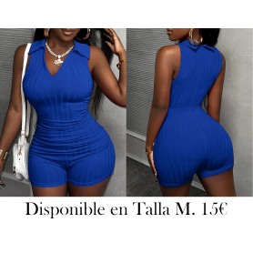 Mono casual de tejido acanalado para mujer AZUL