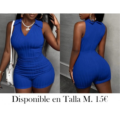 Mono casual de tejido acanalado para mujer AZUL