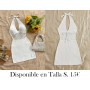 Vestido baño hueco de punto liso blanco con cuello halter y espalda descubierta BLANCO BAÑO
