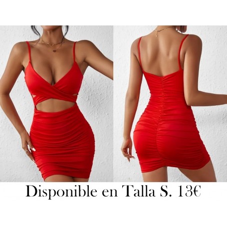 Vestido ajustado con pliegues VESTIDO ROJO