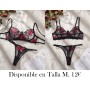 Conjunto de Sujetador de Dos Piezas con Bordado y Estampado de Rosas para Mujer Edición Limitada del Día de San Valentín