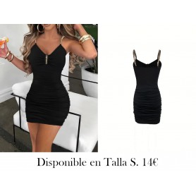 Elegante vestido ajustado sin mangas con cuello VESTIDO NEGRO