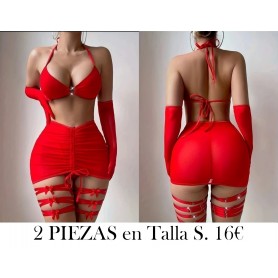 Conjunto de lencería elegante para mujer LENCERIA ROJA 2 PIEZAS