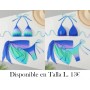 Conjunto de traje de baño sexy para mujer, 3 piezas  BIKINI DEGRADADO AZUL MULTICOLOR