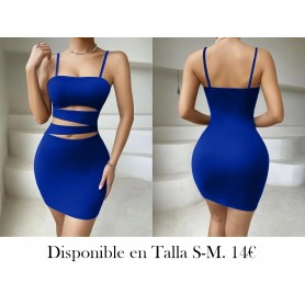Vestido de cuerpo de poliéster de mujer con espagueti VESTIDO AZUL