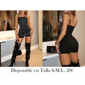 Vestido Ajustado de Verano Sexy ENTERIZO NEGRO BRILLOS