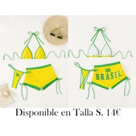 Conjunto de bikini femenino QVR 3 piezas BIKINI BRASIL VERDE