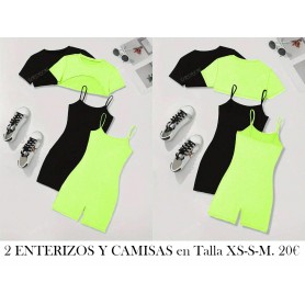 Conjunto de 2 piezas de pantalones cortos informales 2 ENTERIZOS CON CAMISAS