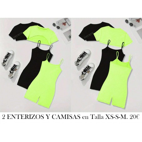 Conjunto de 2 piezas de pantalones cortos informales 2 ENTERIZOS CON CAMISAS